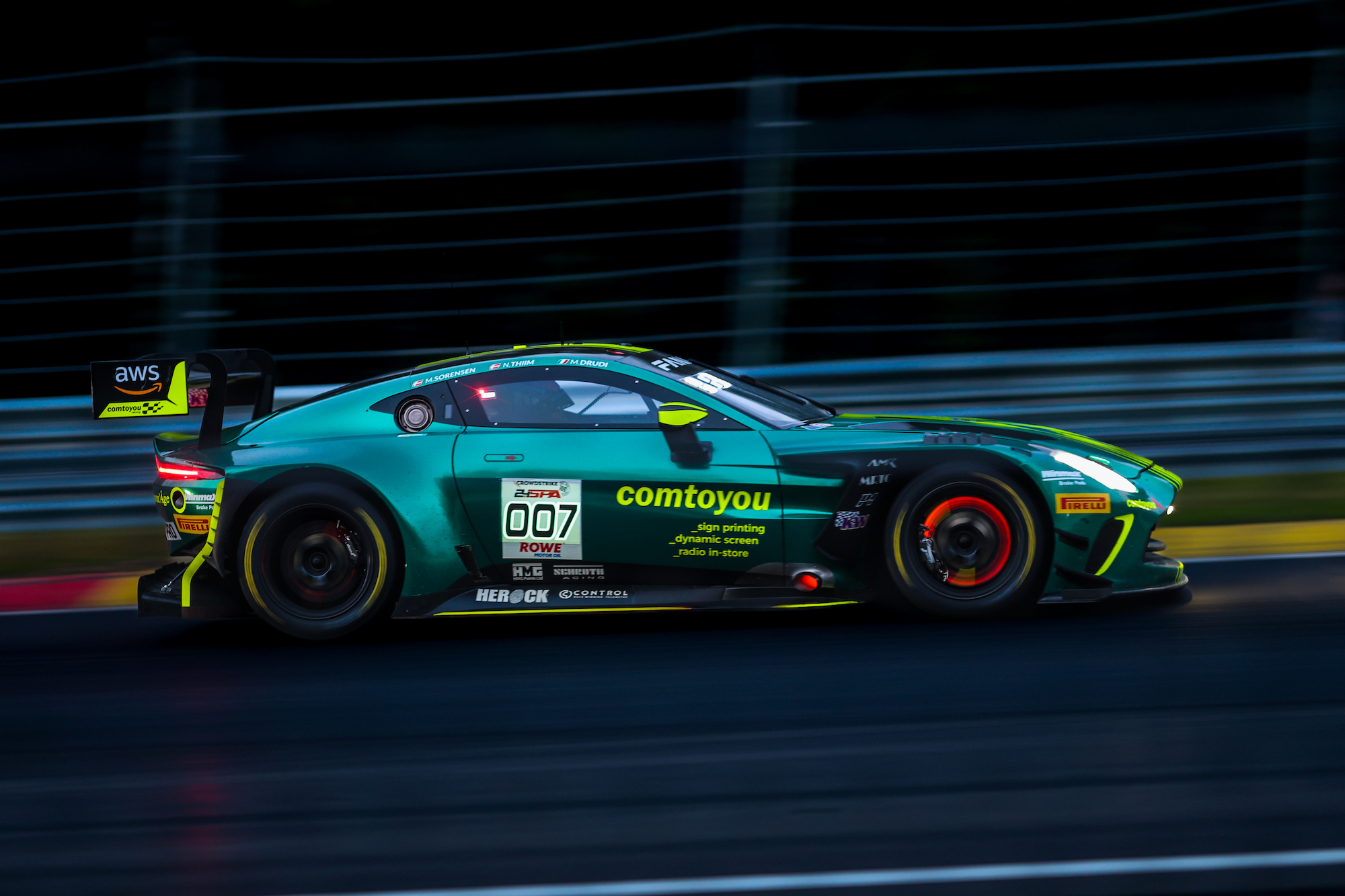 Mattia Drudi Marco Sörensen Nicki Thiim Comtoyou Racing Aston Martin Vantage GT3 GT World Challenge Europe 24h Spa